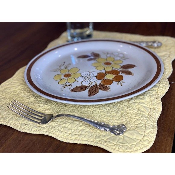 VTG Autumn Collection Stoneware Wheat Flower Set of 4 Dinner Plates 10.5" Japan - Picture 5 of 7